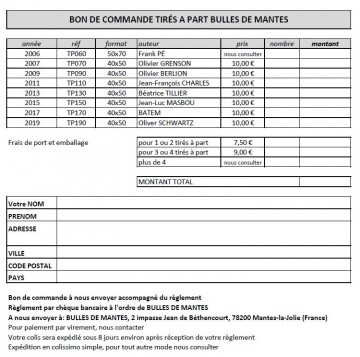 Bon de commande tirés à part